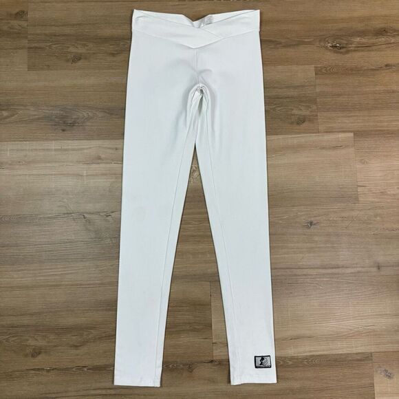 Celestial Bodiez Womens L Crossover Waist Booty Scrunch Leggings Solid White New - Picture 1 of 8